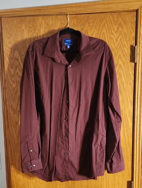Apt. 9 Men's Dark Burgundy Long-Sleeve Button-Up Dress Shirt